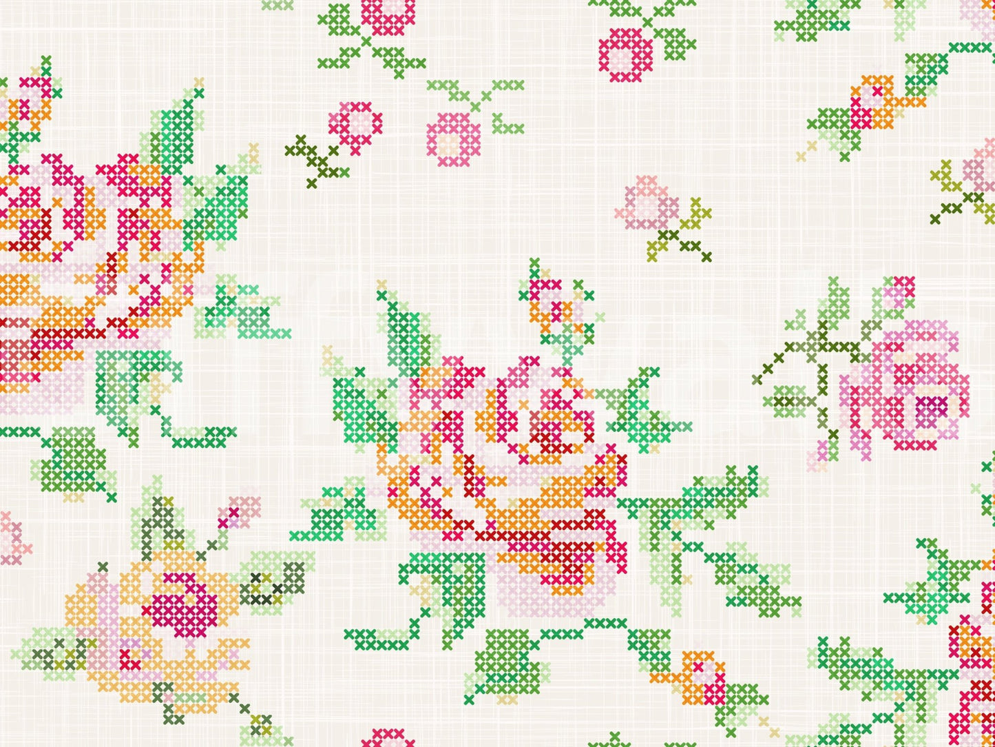 Cross-Stitch Blossoms Wallpaper⁠