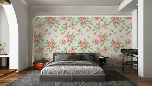 Cross-Stitch Blossoms Wallpaper⁠