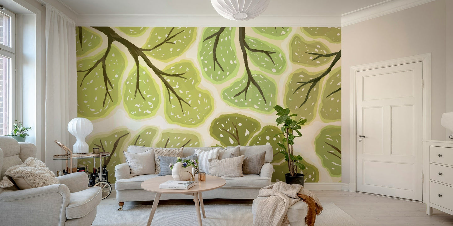 Crown shyness forest mural wallpaper

