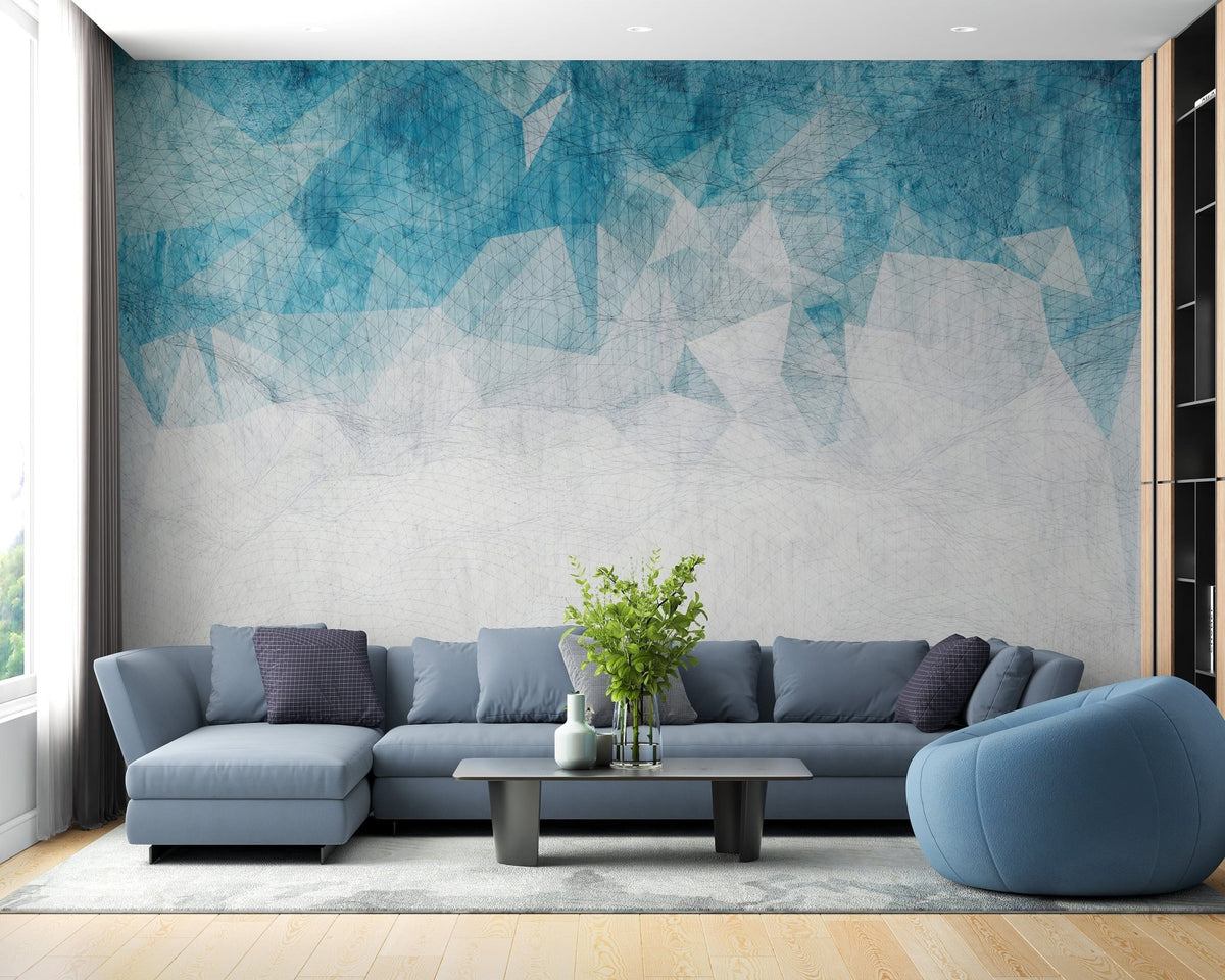 Crumbled Blue Color Wallpaper Murals A323