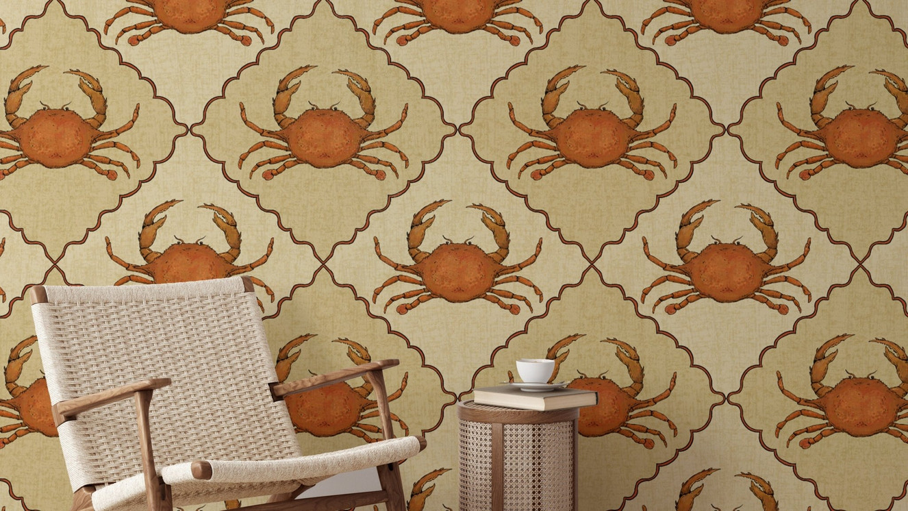 Bold crustacean core wallpaper for a unique marine-inspired decor.
