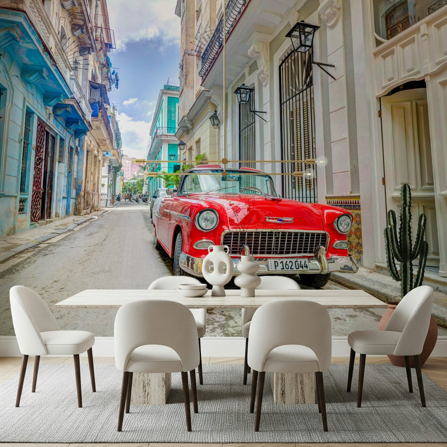 Classic automobile wall mural for a stylish creative studio.