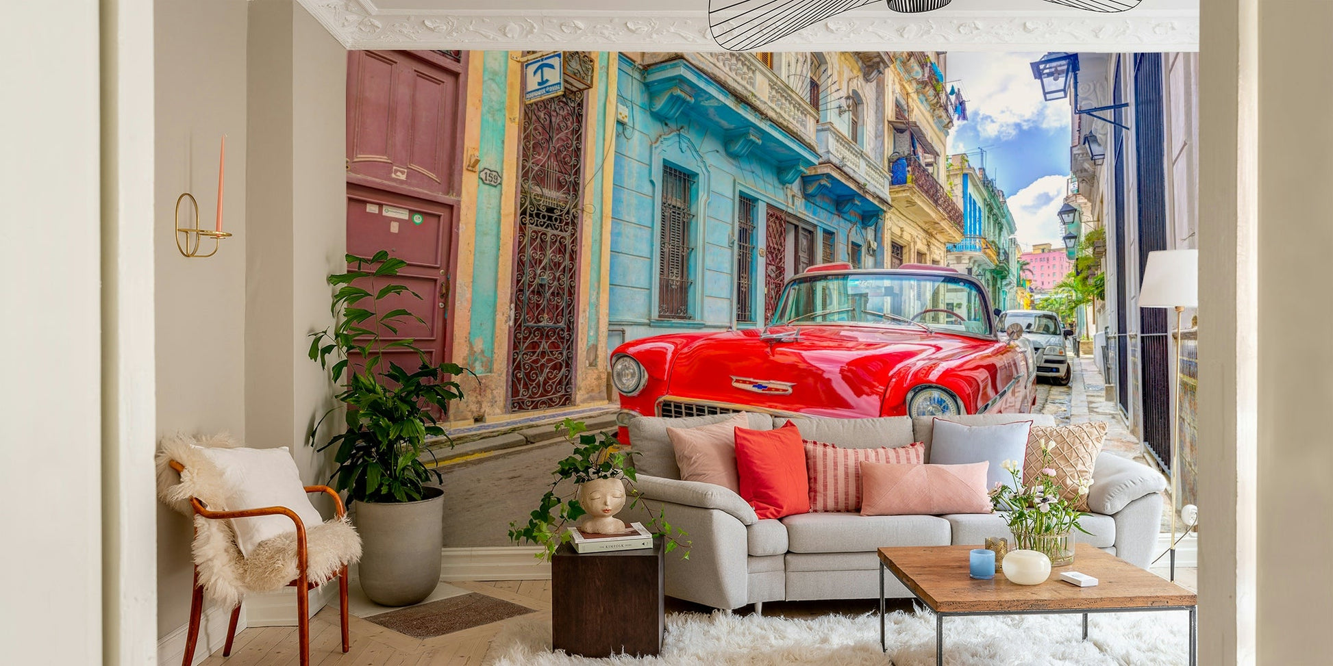 Caribbean cruise mural featuring Cuban coastal beauty.

