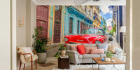 Caribbean cruise mural featuring Cuban coastal beauty.

