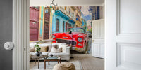 Vintage Havana harbor scene on a Cuban cruise wall mural.

