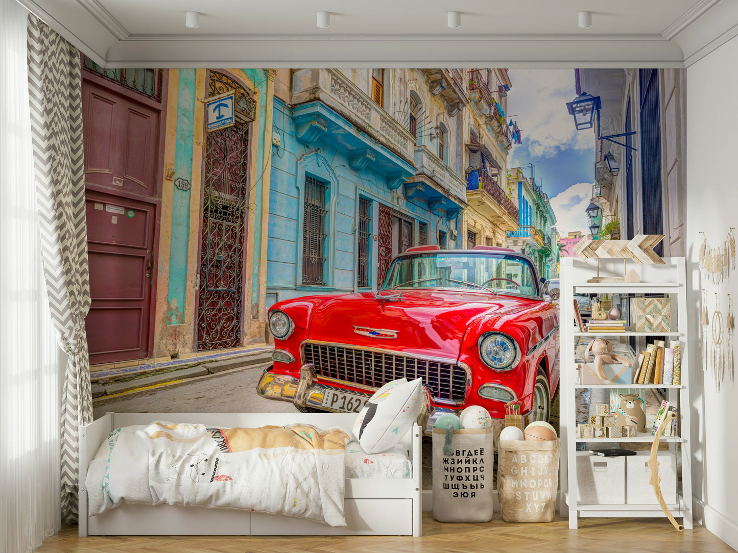 Cuban Cruise Wall Mural showcasing a vibrant beach scene.

