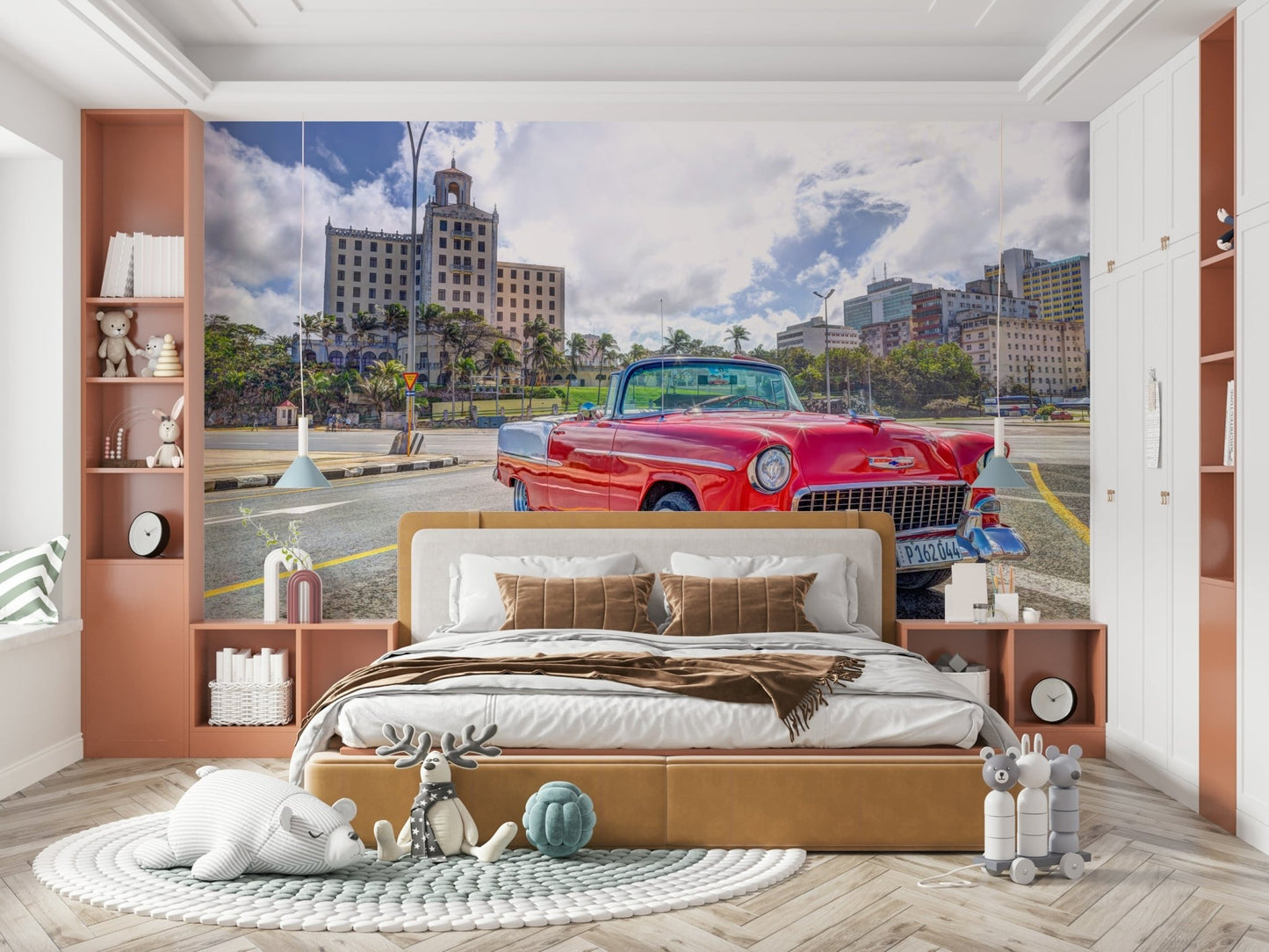 The colors are a mix of bright reds, blues, yellows, and deep greens.

