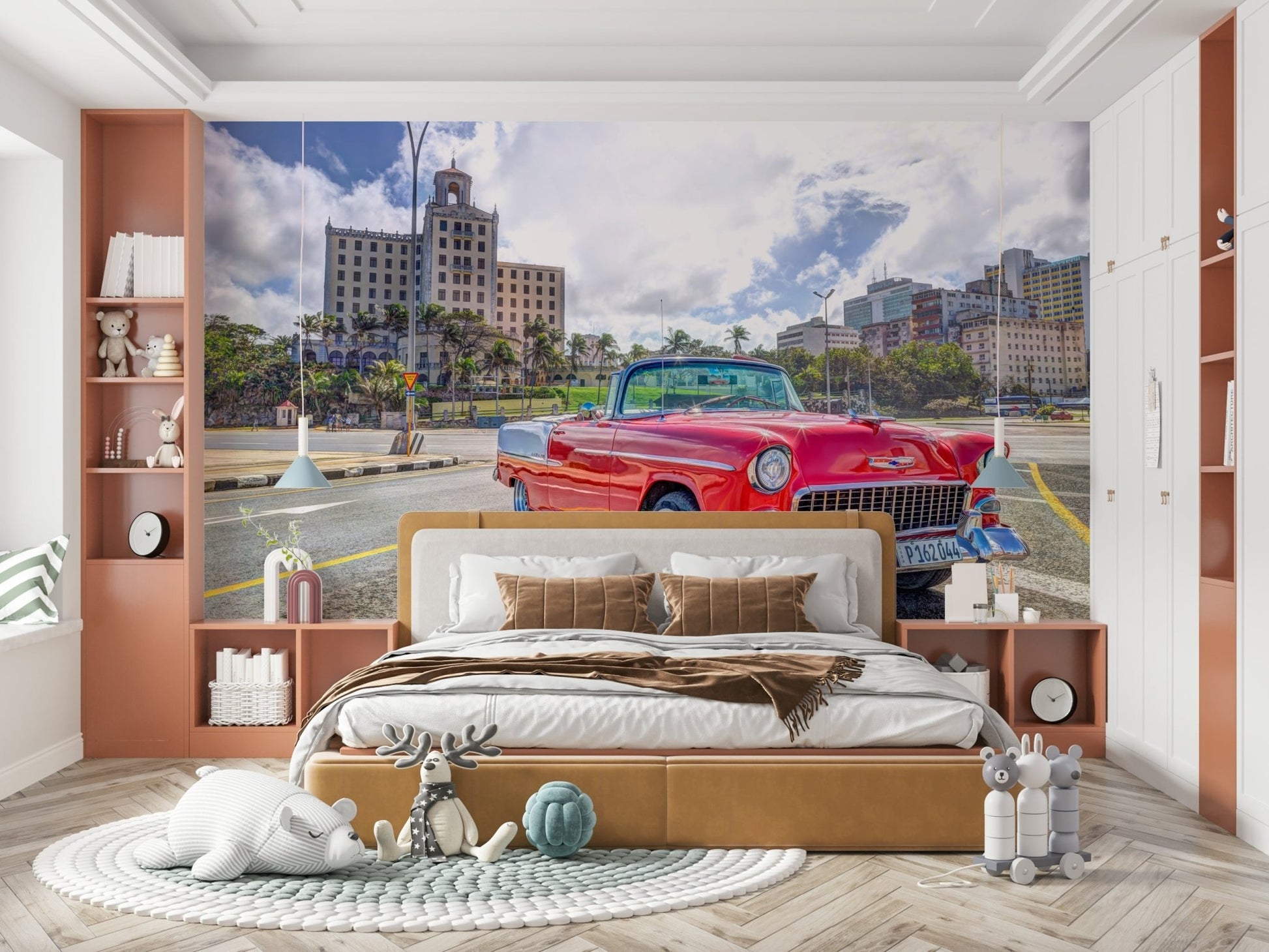 The colors are a mix of bright reds, blues, yellows, and deep greens.

