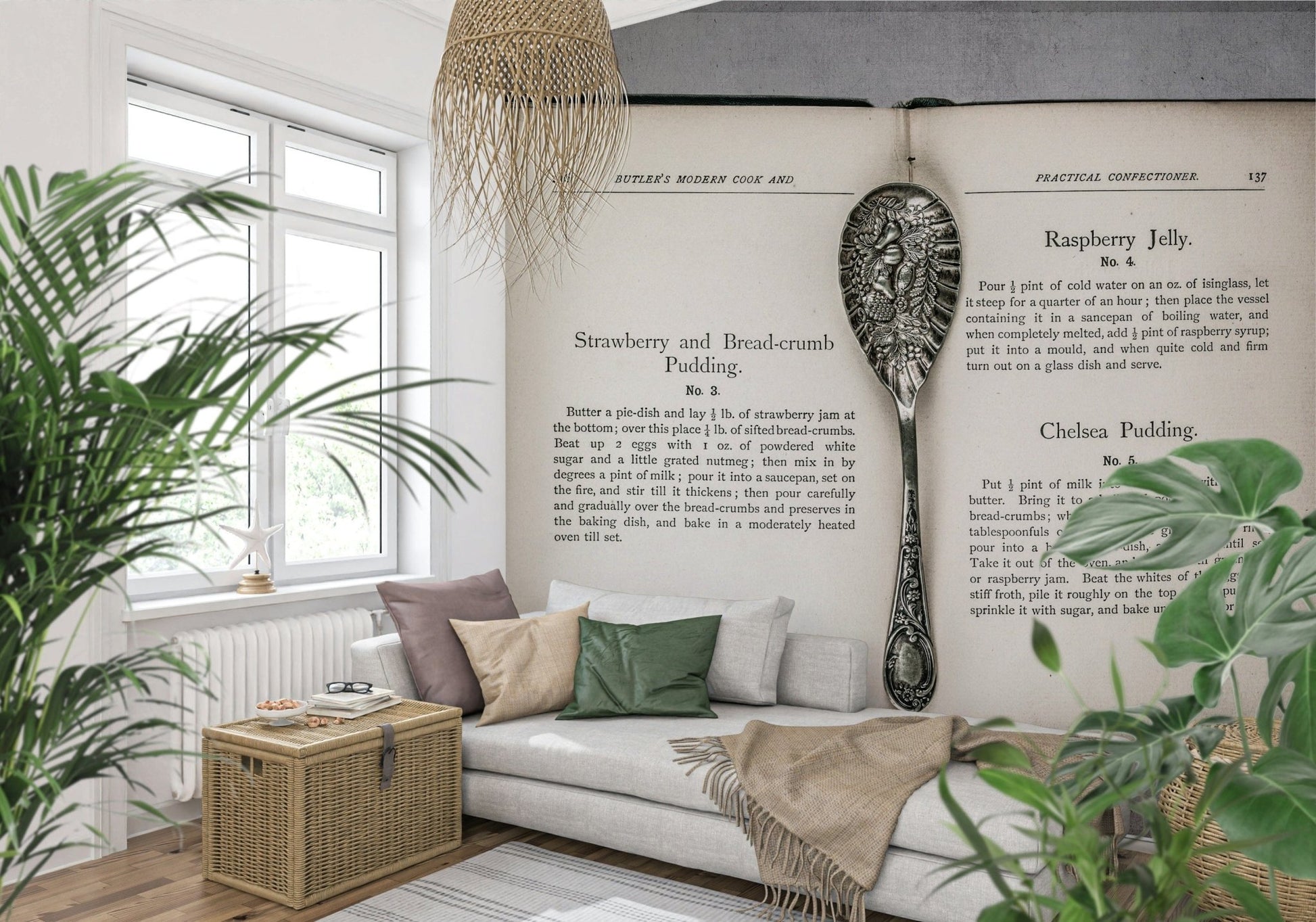 Culinary Antiques peel and stick wallpaper showcasing raspberry jelly.