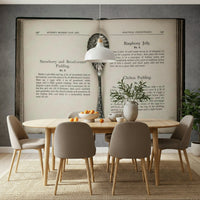Culinary Antiques wallpaper mural displaying antique Chelsea pudding recipe.