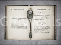 Historic typography art on Culinary Antiques wallpaper for walls.