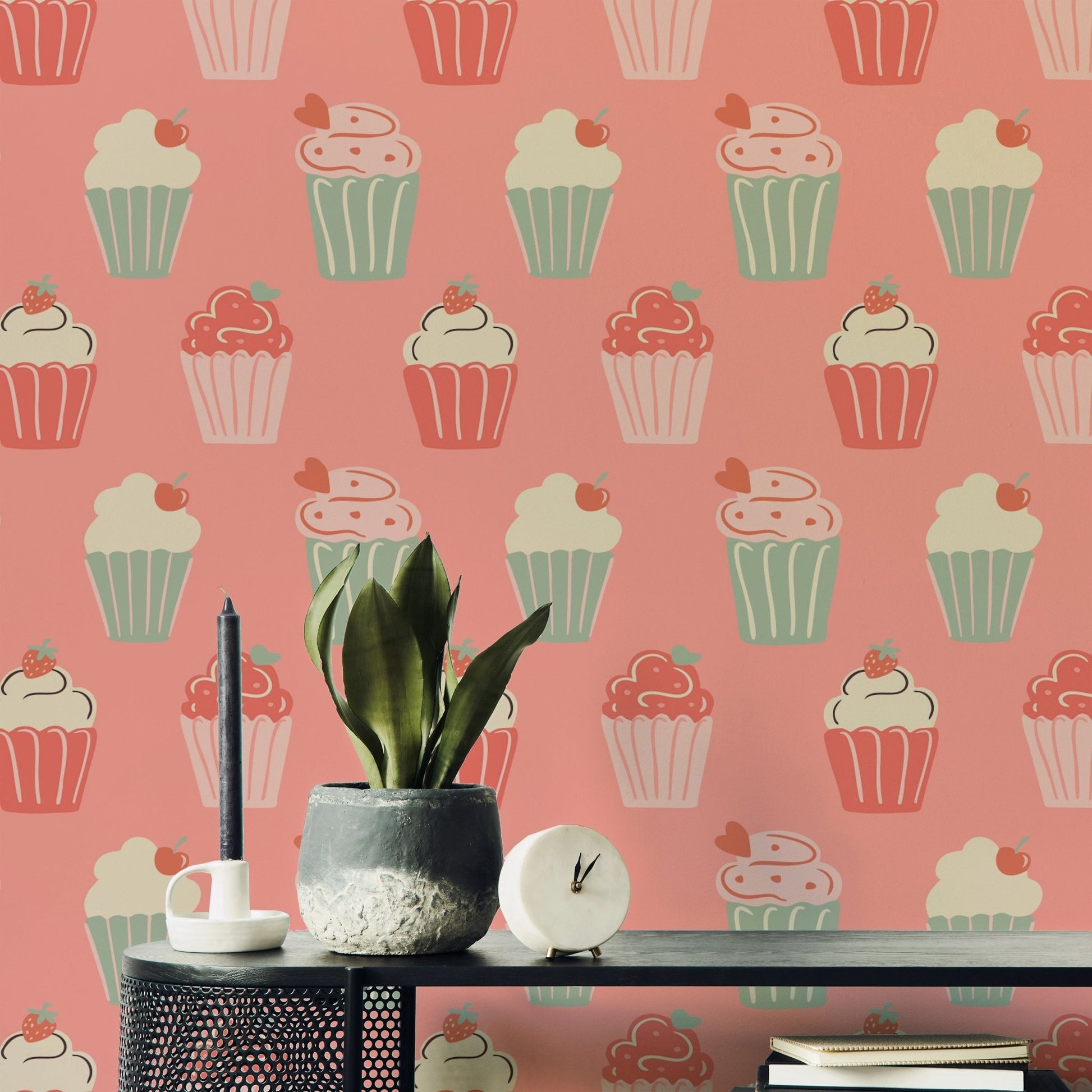 Carousel cupcake wallpaper perfect for nurseries or cafés

