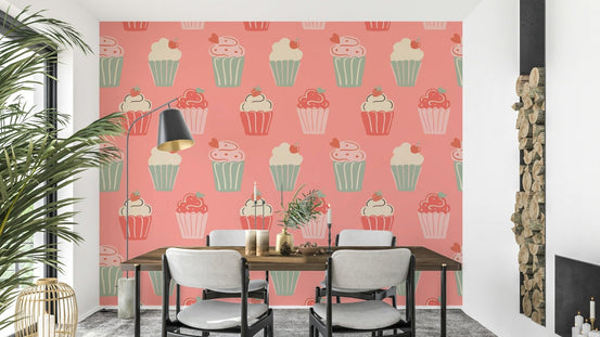 Cupcake carousel wallpaper with whimsical dessert theme, GD2198