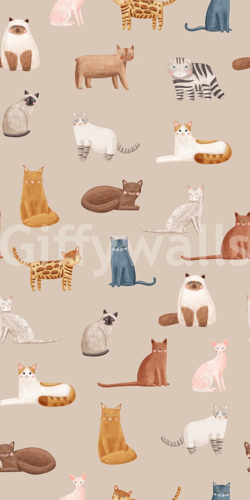 Illustrated cat wallpaper with cozy scattered pet pattern, GD8491