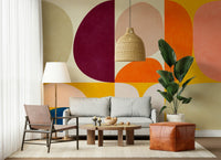 A beautiful abstract curved canvas wallpaper mural for a modern home.