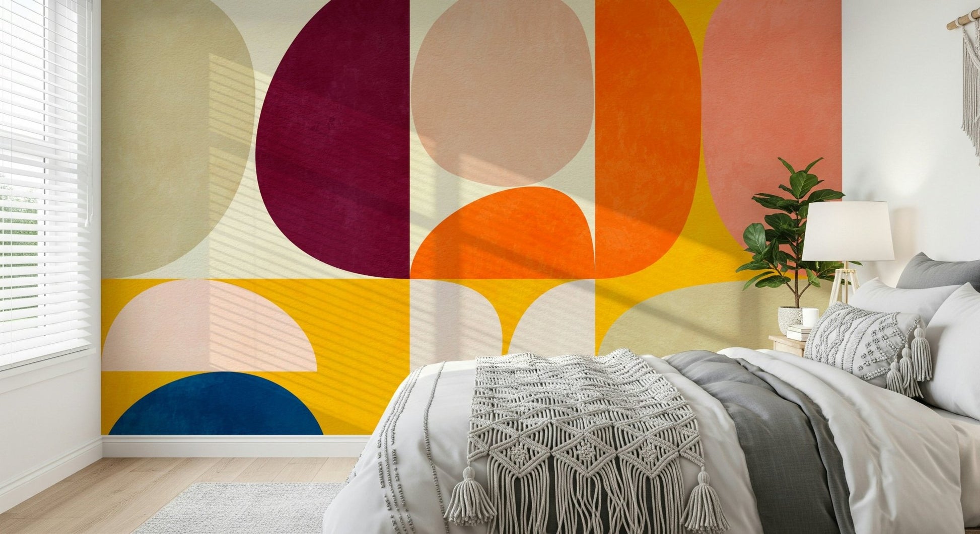 A contemplative gentle curve wallpaper mural for a feature wall.