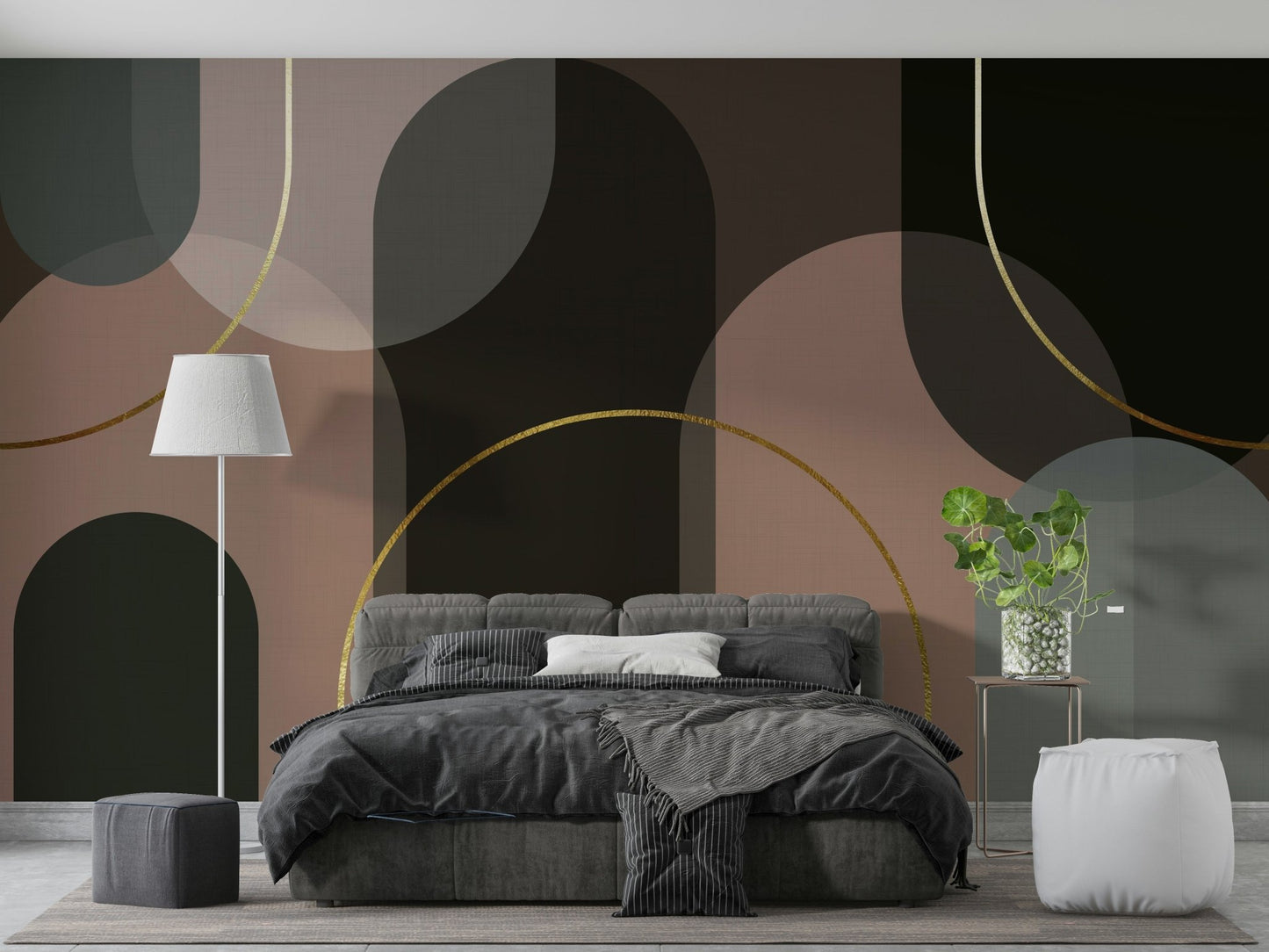 An interior with a peaceful and refined accent wall

