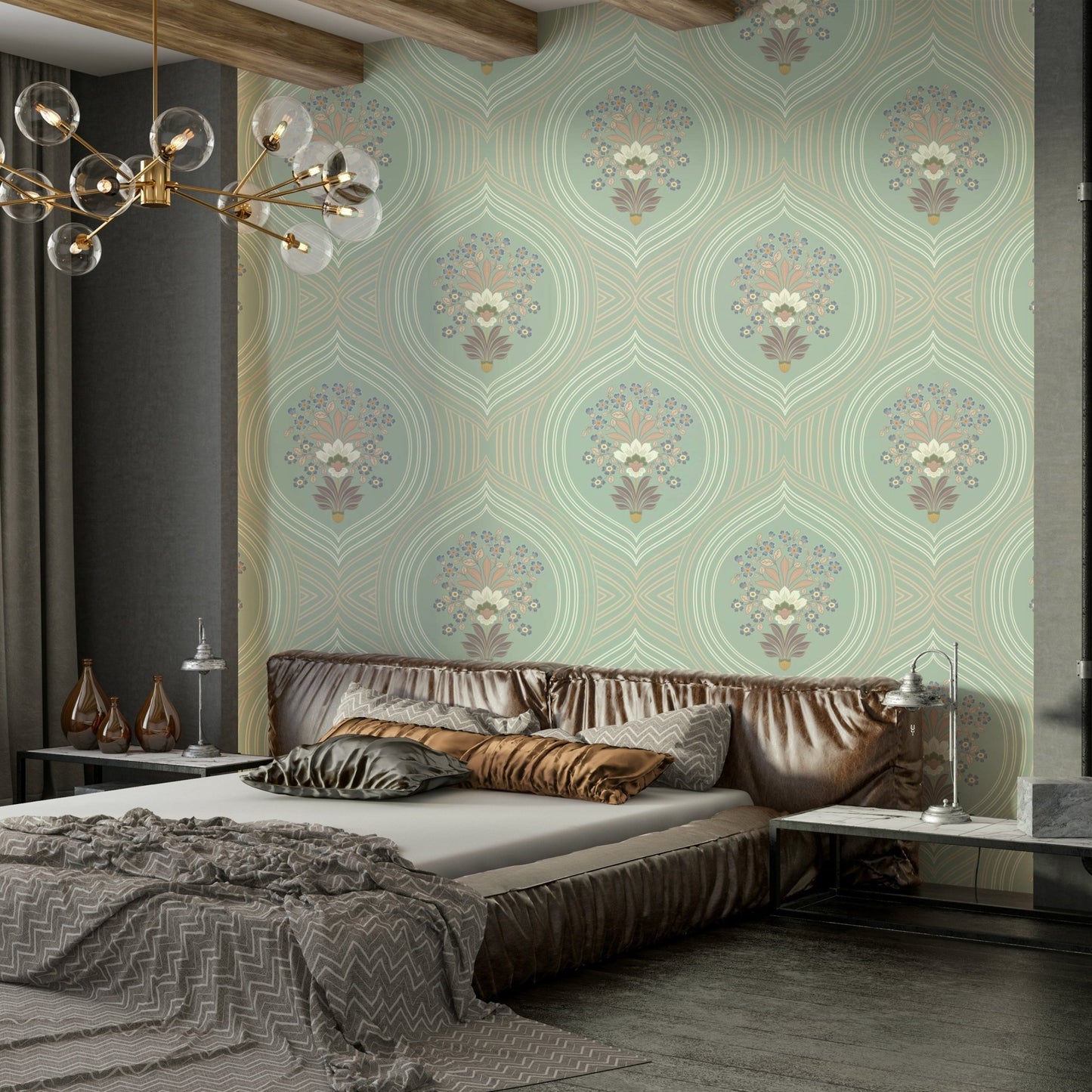 Wallcovering featuring gentle floral motifs

