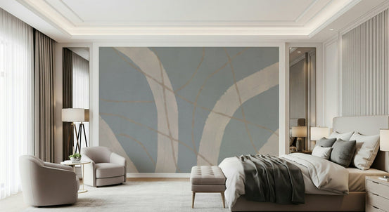 A beautiful abstract curved stroke wallpaper mural for a modern home., GD5315