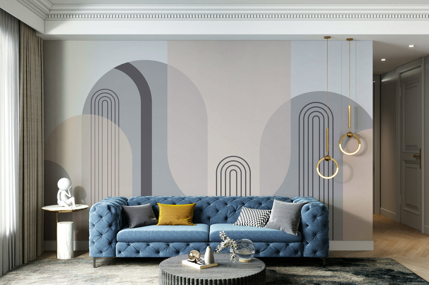 The composition is a dynamic, abstract pattern.

