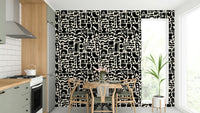 Cut-out Shapes wall mural in a modern living room


