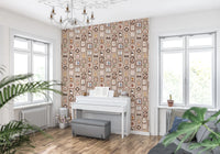 A bright corner room where Cute Animal Frames Wallpaper covers the full wall surface, GD8339