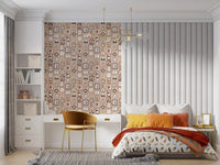 Clean sleeping space featuring Cute Animal Frames Wallpaper with framed character grid, GD8339