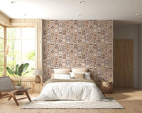 A cozy bedroom where Cute Animal Frames Wallpaper brings warmth to the wall, GD8339
