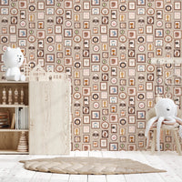 Small playroom styled with Cute Animal Frames Wallpaper and minimal table setting, GD8339