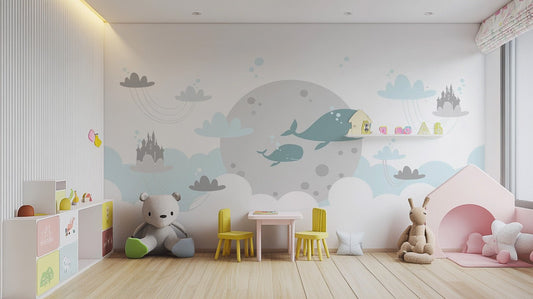 Cute Baby Room Cartoon Fish Wallpaper Mural design Kids-03
