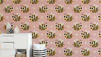 Buzzing bee pattern wallpaper for nurseries
