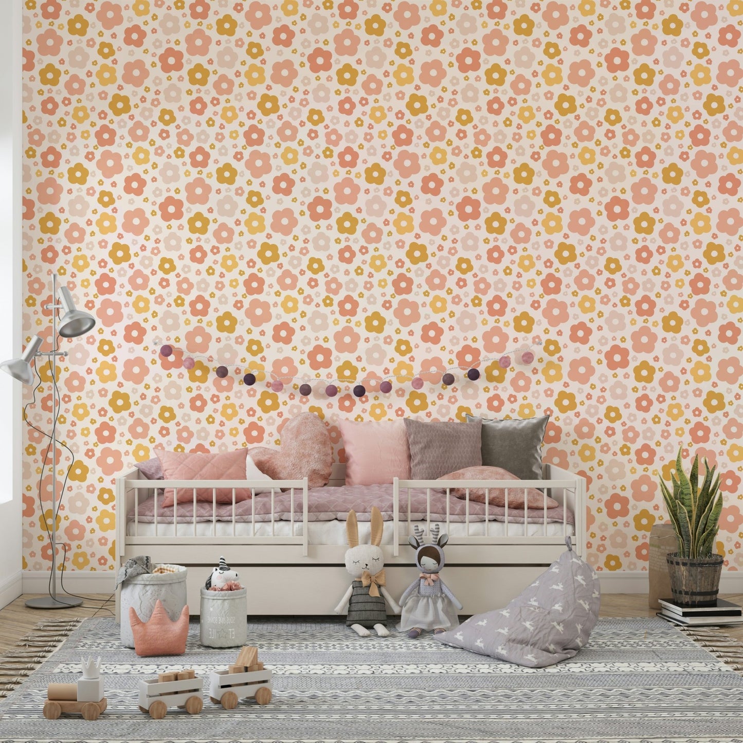 Boho-inspired wallpaper with charming flowers

