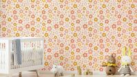 Cute floral wall design in warm colors

