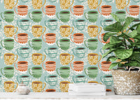 Chic coffee mug-themed wallpaper mural, SUSCT72