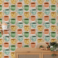Multicolor mug design wallpaper for walls
