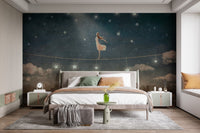 Unique wallpaper featuring starry skies and charming homes. A809