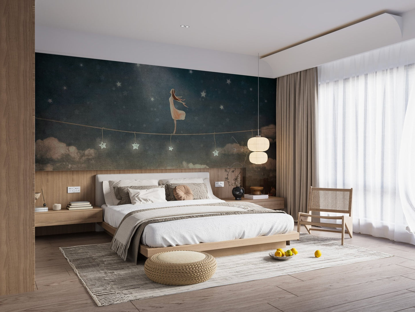 Cute Houses in the Night Wallpaper Mural - Giffywalls A809