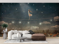Cute Houses in the Night Wallpaper Mural - Giffywalls A809