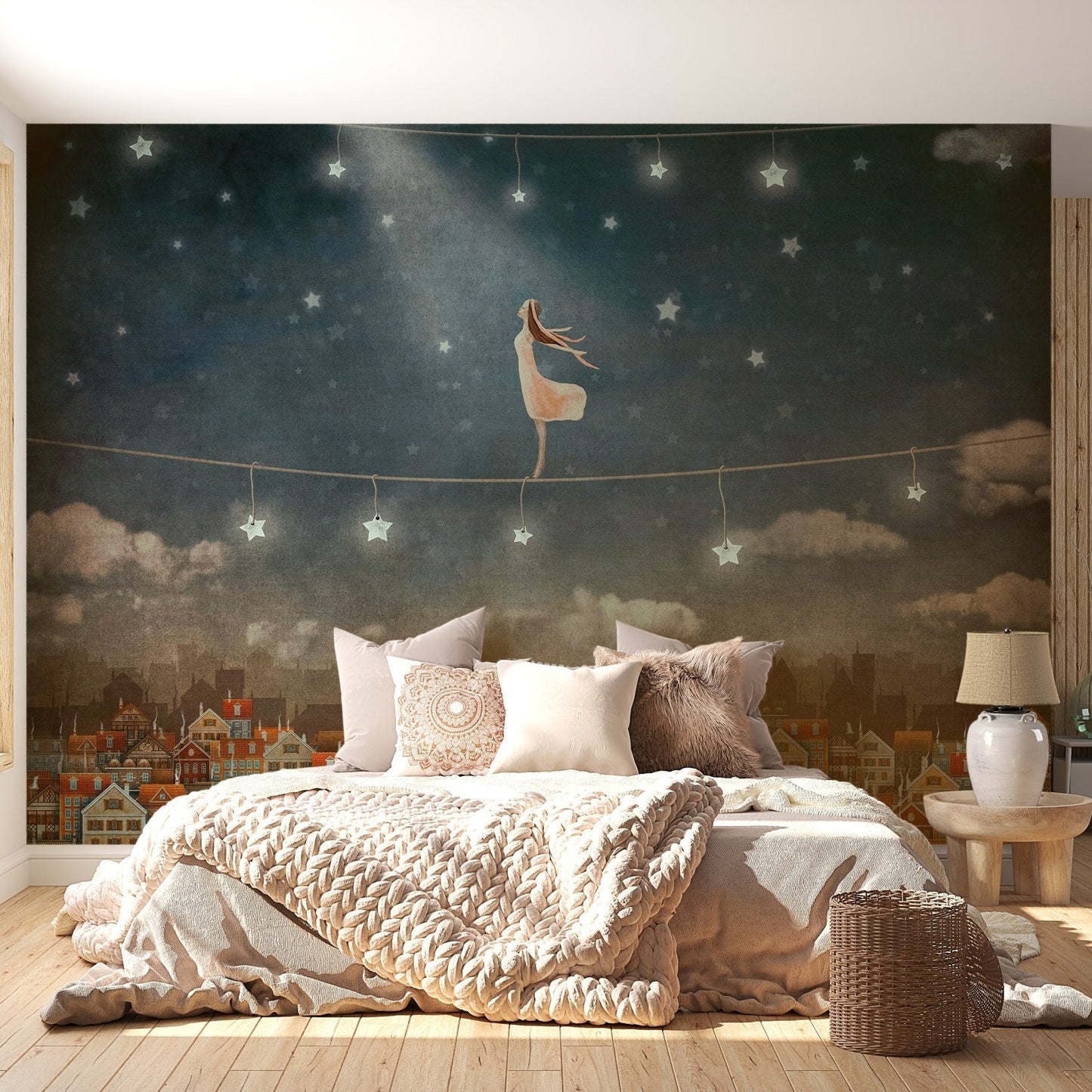 Cute Houses in the Night Wallpaper Mural - Giffywalls A809