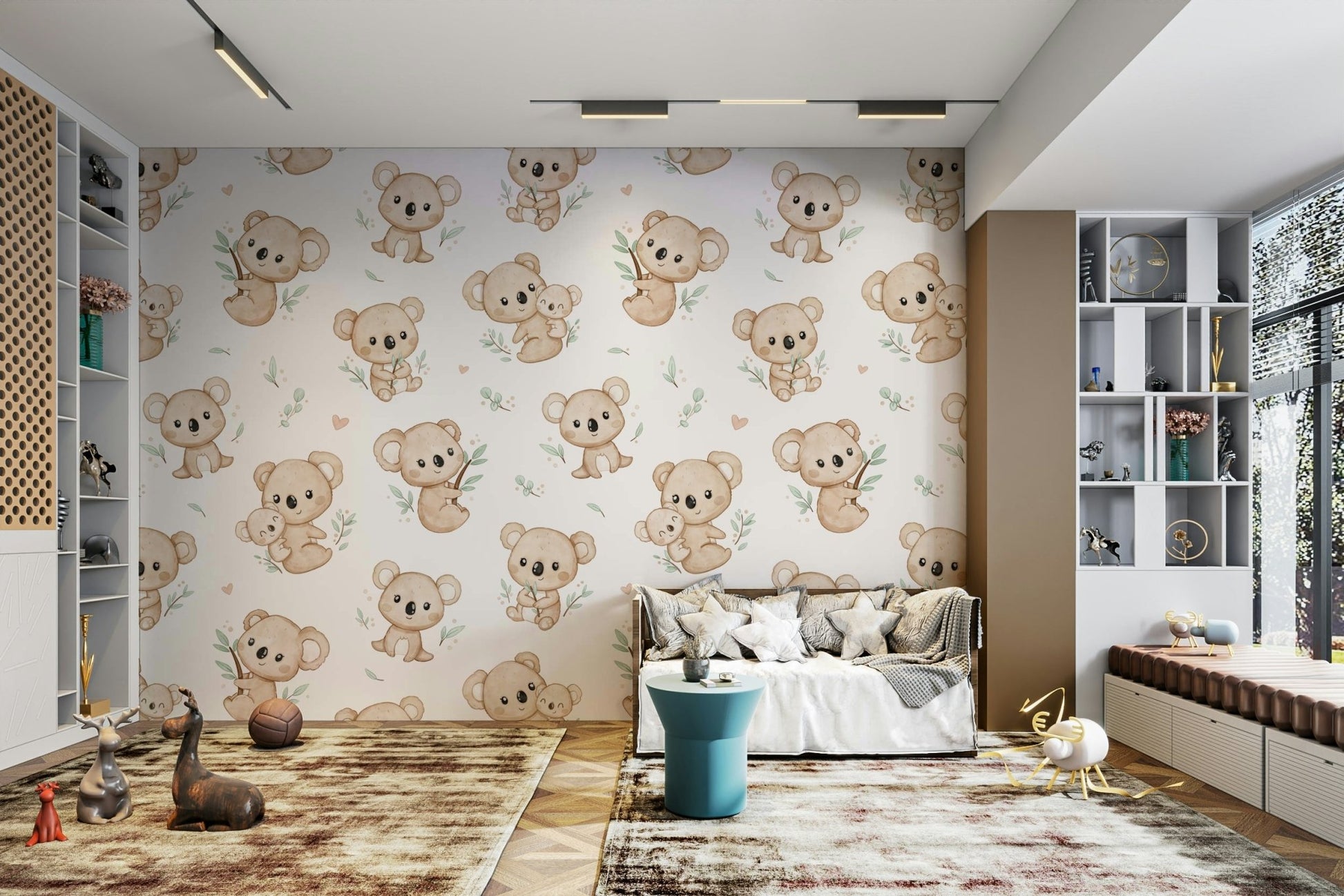 Modern koala print wallpaper for nursery GD064

