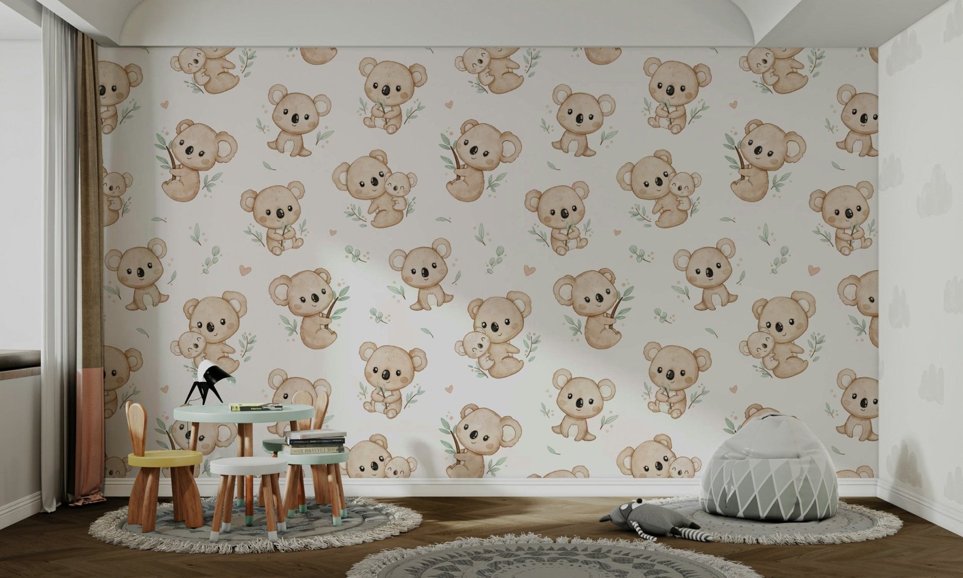 Artistic koala family mural wallpaper GD064

