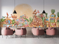 Cute Lively Town Kids Wallpaper Mural - Giffywalls A206