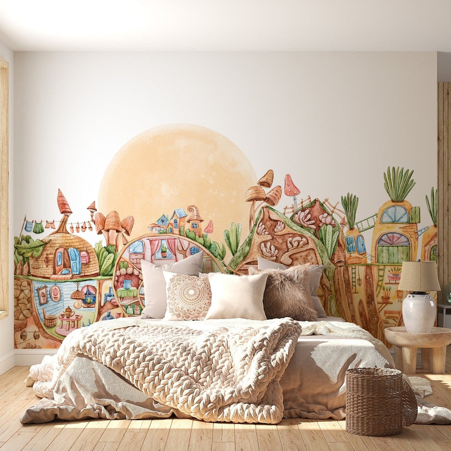 Cute Lively Town Kids Wallpaper Mural - Giffywalls A206