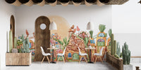 Lively town mural with colorful charm A206
