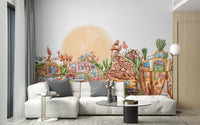 Cute Lively Town Kids Wallpaper Mural - Giffywalls