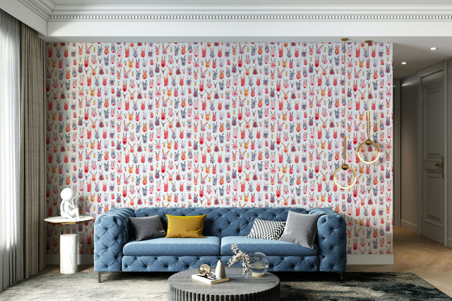 Playful deer wall covering

