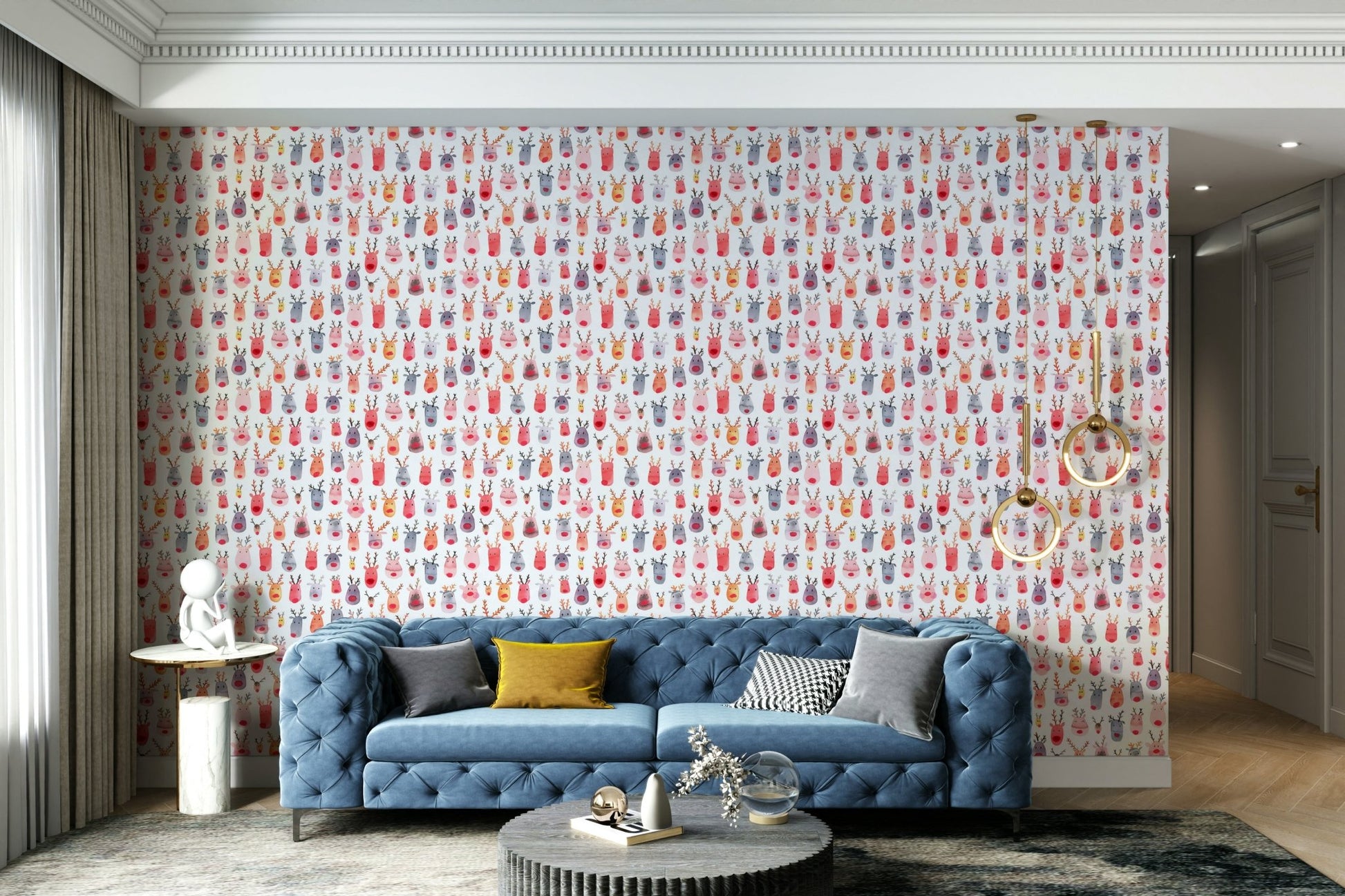 Playful deer wall covering

