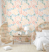 Detailed view of the charming, stylized flowers

