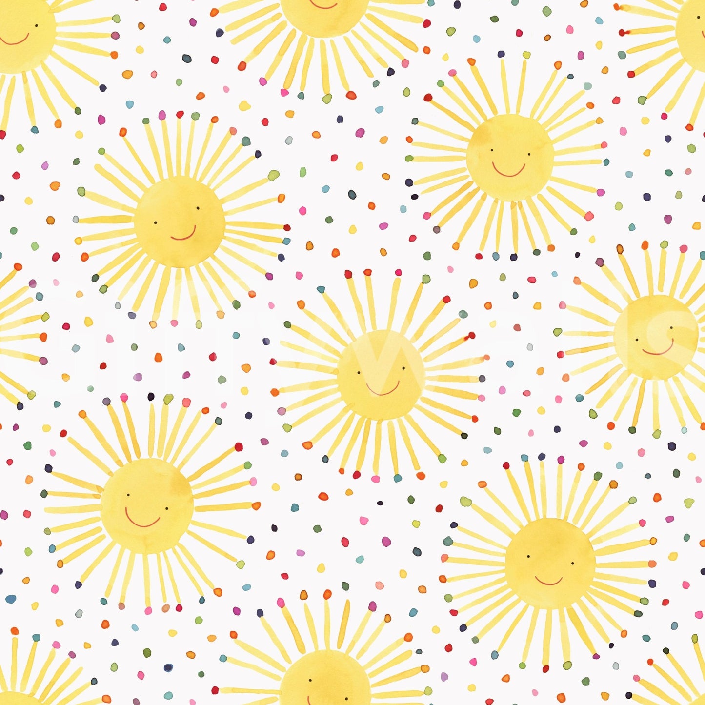 Wallpaper for walls with happy sun faces

