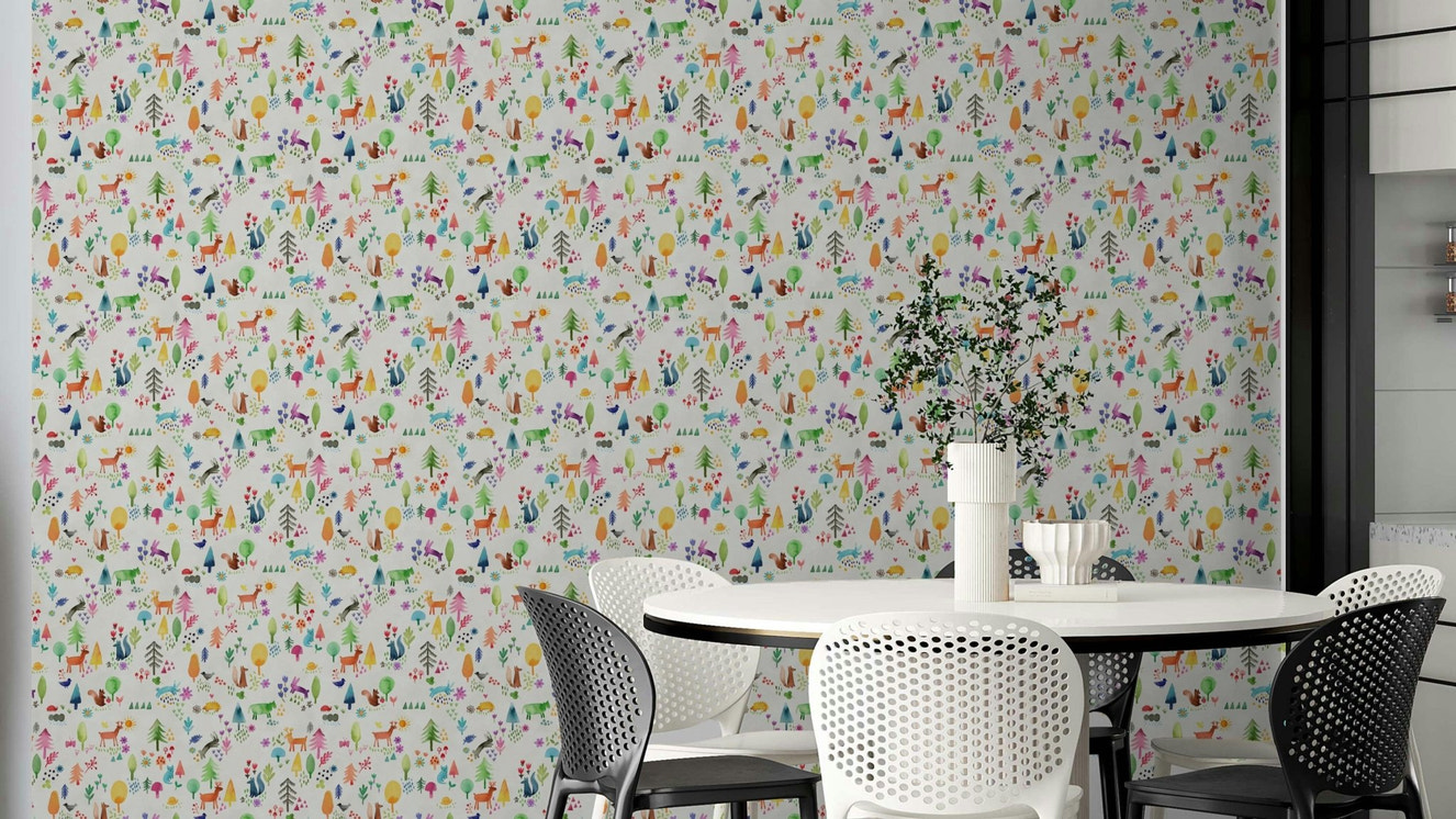 Hand-painted kids forest mural

